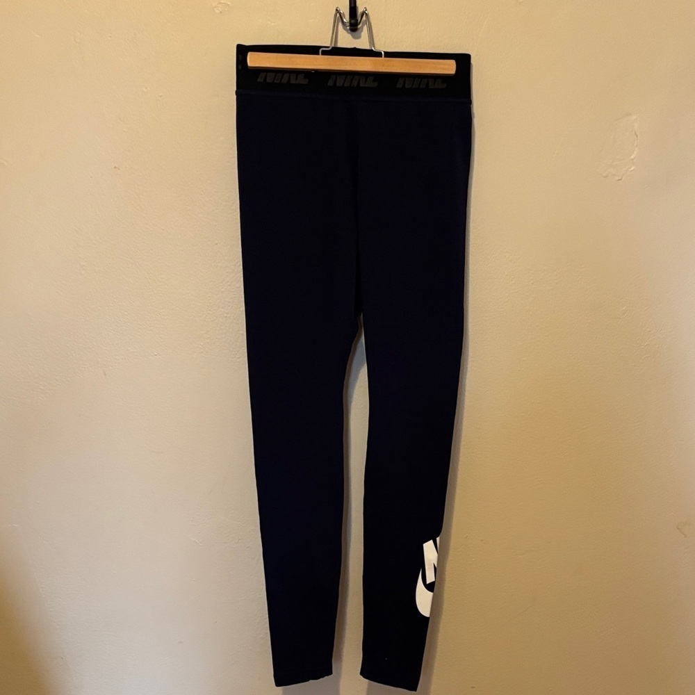 Nike Navy Blue Leggings with White Logo